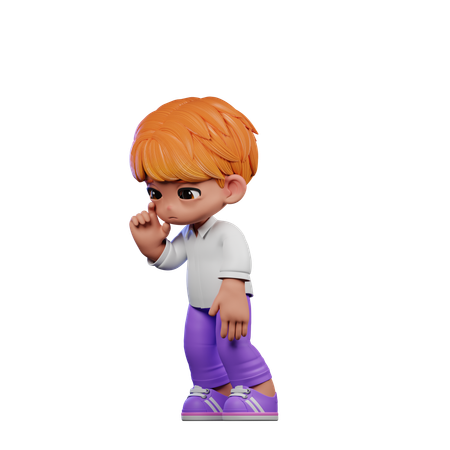 Cute Boy Giving Standing Sad Pose  3D Illustration
