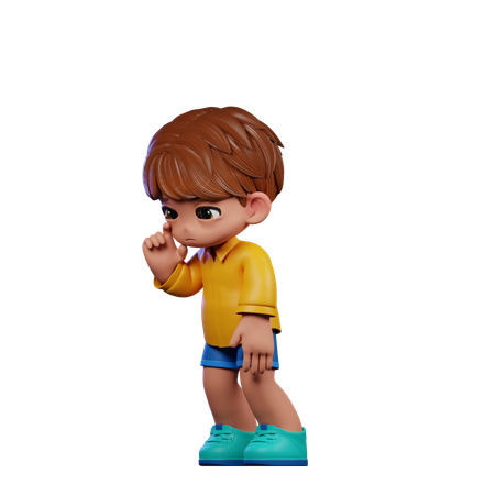 Cute Boy Giving Standing Sad Pose  3D Icon