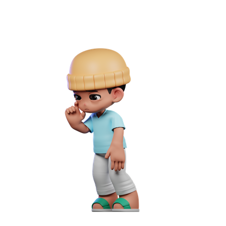 Cute Boy Giving Standing Sad Pose  3D Illustration