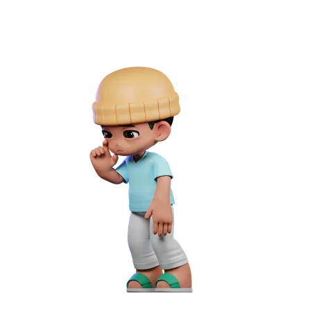 Cute Boy Giving Standing Sad Pose  3D Illustration