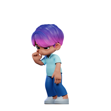 Cute Boy Giving Standing Sad Pose  3D Illustration