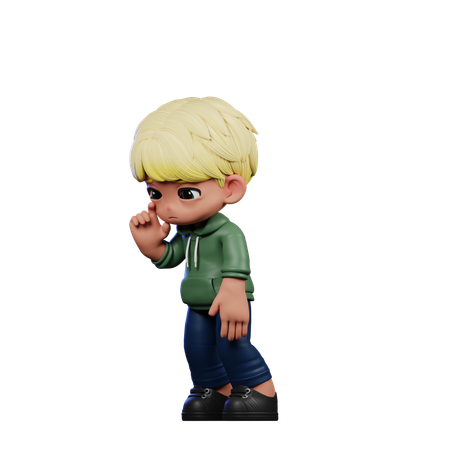 Cute Boy Giving Standing Sad Pose  3D Illustration