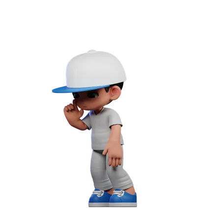 Cute Boy Giving Standing Sad Pose  3D Illustration