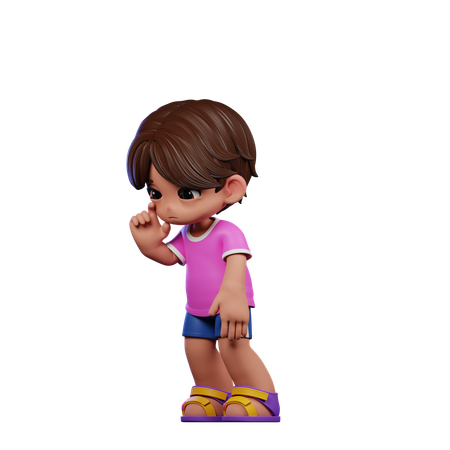 Cute Boy Giving Standing Sad Pose  3D Illustration