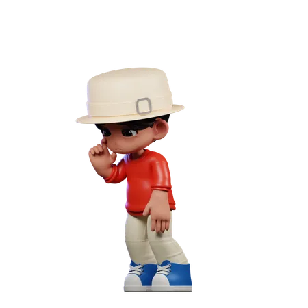 Cute Boy Giving Standing Sad Pose  3D Illustration