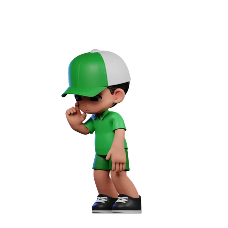 Cute Boy Giving Standing Sad Pose  3D Illustration