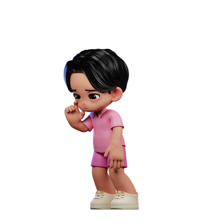 Cute Boy Giving Standing Sad Pose  3D Illustration