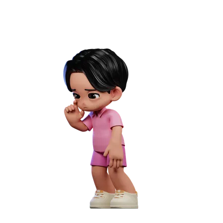 Cute Boy Giving Standing Sad Pose  3D Illustration