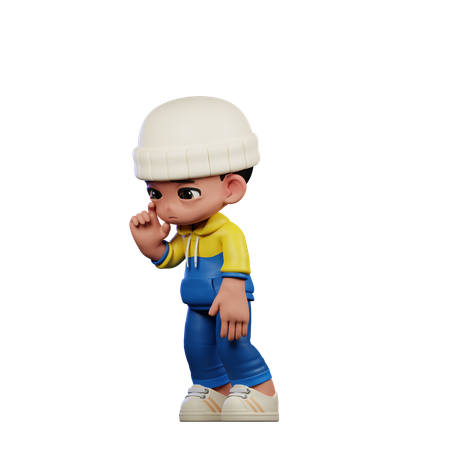 Cute Boy Giving Standing Sad Pose  3D Illustration