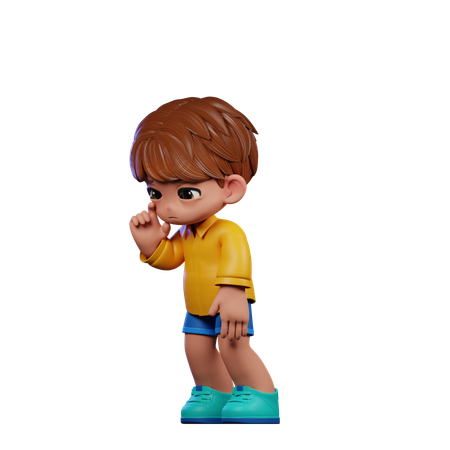 Cute Boy Giving Standing Sad Pose  3D Illustration