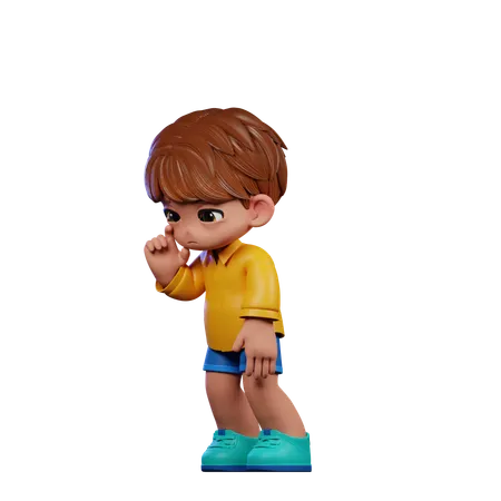 Cute Boy Giving Standing Sad Pose  3D Illustration