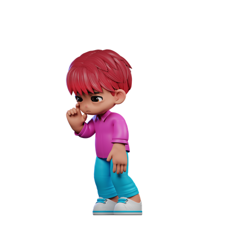 Cute Boy Giving Standing Sad Pose  3D Illustration