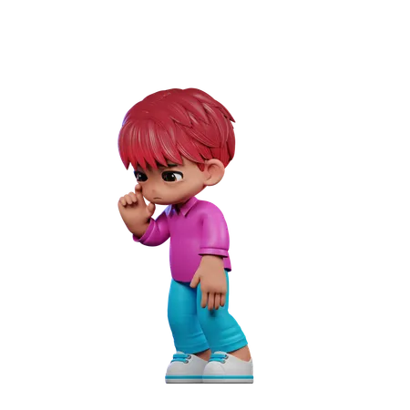 Cute Boy Giving Standing Sad Pose  3D Illustration