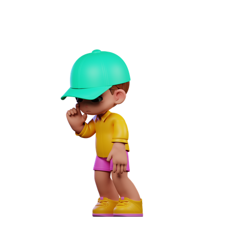 Cute Boy Giving Standing Sad Pose  3D Illustration