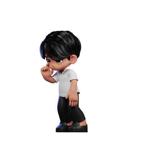 Cute Boy Giving Standing Sad Pose  3D Illustration