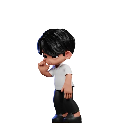 Cute Boy Giving Standing Sad Pose  3D Illustration