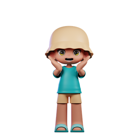 Cute Boy Giving Surprise Reacting Happily Pose  3D Icon