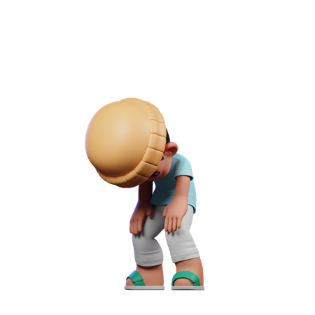 Cute Boy Giving Taking Break Pose  3D Illustration