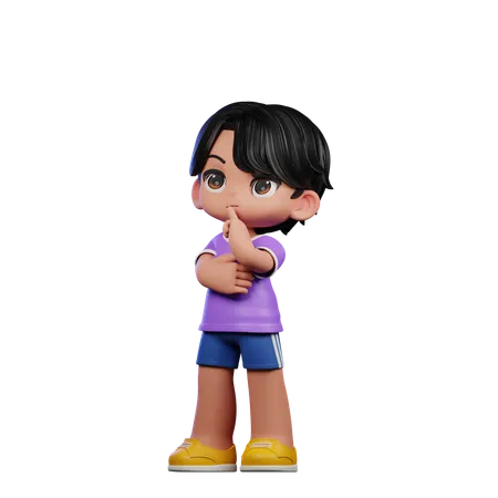 Cute Boy Giving Thinking Deeply Pose  3D Illustration