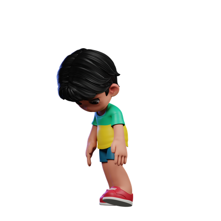 Cute Boy Giving Tired Walk Pose  3D Illustration