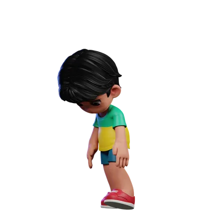 Cute Boy Giving Tired Walk Pose  3D Illustration