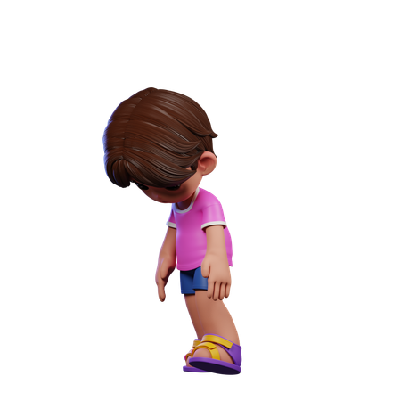 Cute Boy Giving Tired Walk Pose  3D Illustration