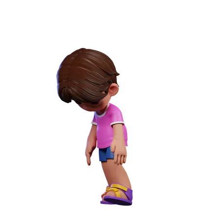 Cute Boy Giving Tired Walk Pose  3D Illustration