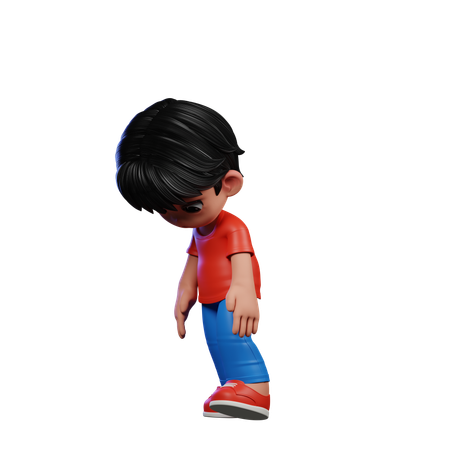 Cute Boy Giving Tired Walk Pose  3D Illustration