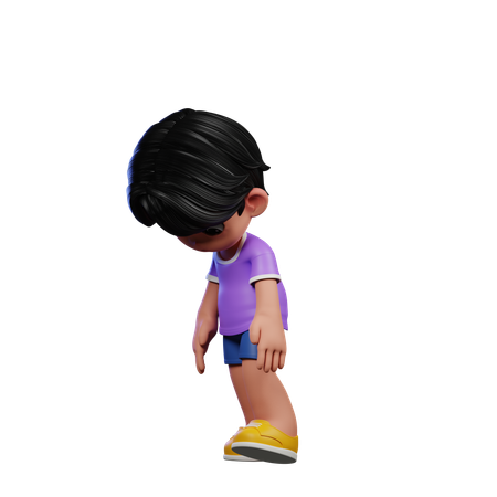 Cute Boy Giving Tired Walk Pose  3D Illustration