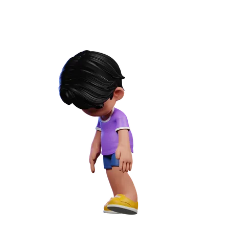 Cute Boy Giving Tired Walk Pose  3D Illustration