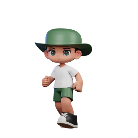 Cute Boy Giving Walking Pose  3D Illustration