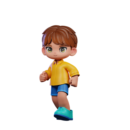 Cute Boy Giving Walking Pose  3D Icon