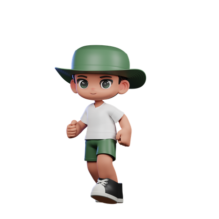 Cute Boy Giving Walking Pose  3D Illustration