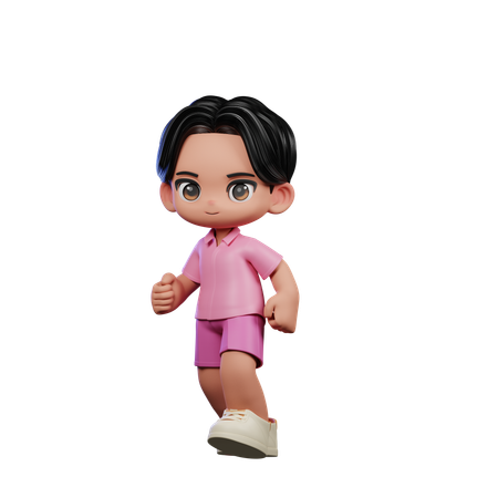 Cute Boy Giving Walking Pose  3D Illustration