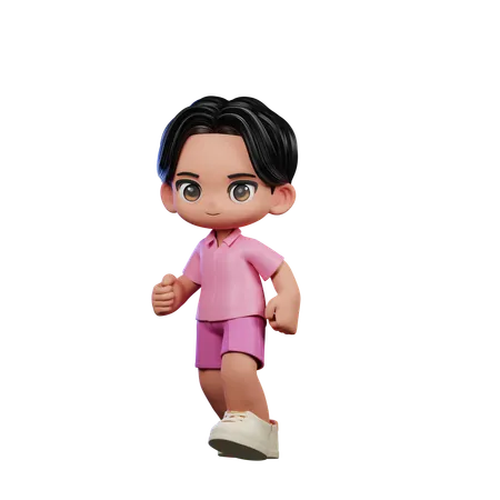 Cute Boy Giving Walking Pose  3D Illustration