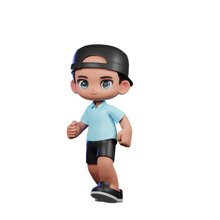 Cute Boy Giving Walking Pose  3D Illustration