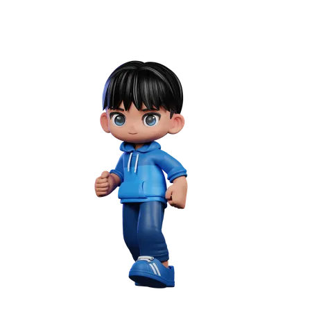 Cute Boy Giving Walking Pose  3D Illustration