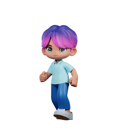 Cute Boy Giving Walking Pose  3D Illustration