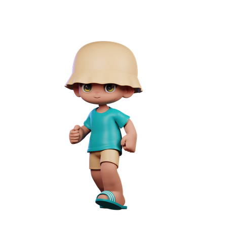 Cute Boy Giving Walking Pose  3D Illustration