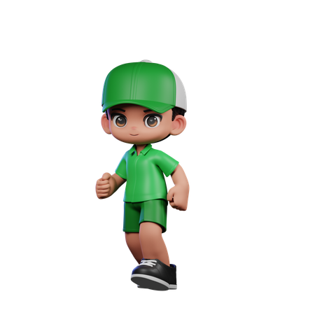 Cute Boy Giving Walking Pose  3D Illustration