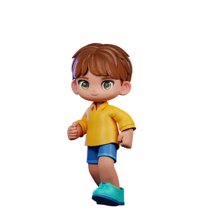 Cute Boy Giving Walking Pose  3D Illustration