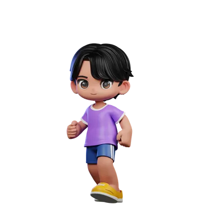 Cute Boy Giving Walking Pose  3D Illustration