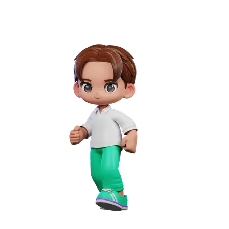 Cute Boy Giving Walking Pose  3D Illustration