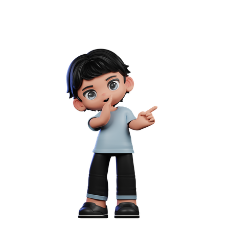 Cute Boy Giving Whister To You Pose  3D Illustration