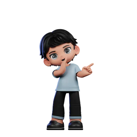 Cute Boy Giving Whister To You Pose  3D Illustration