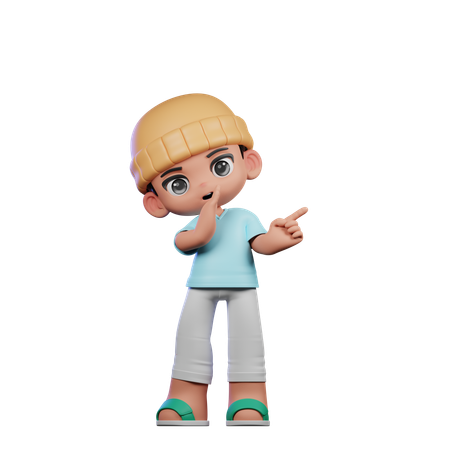 Cute Boy Giving Whister To You Pose  3D Illustration