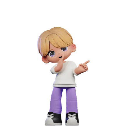 Cute Boy Giving Whister To You Pose  3D Illustration