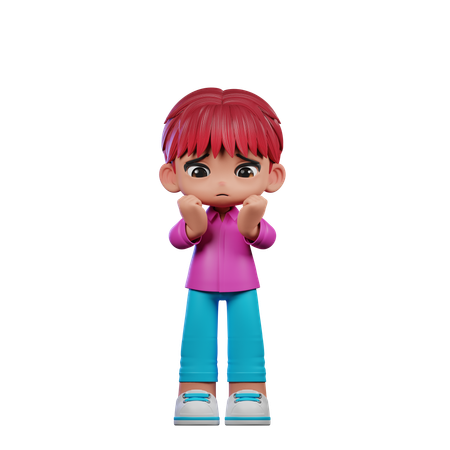 Cute Boy Giving Worried Pose  3D Illustration