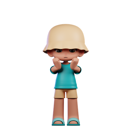 Cute Boy Giving Worried Pose  3D Illustration