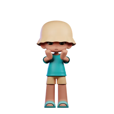 Cute Boy Giving Worried Pose  3D Illustration